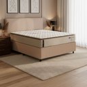 Ver imagem 2 de Cama Box Casal Probel Molas Ensacadas Pillow Top 138x188x68cm Guarda Costas Genova Branco/Bege