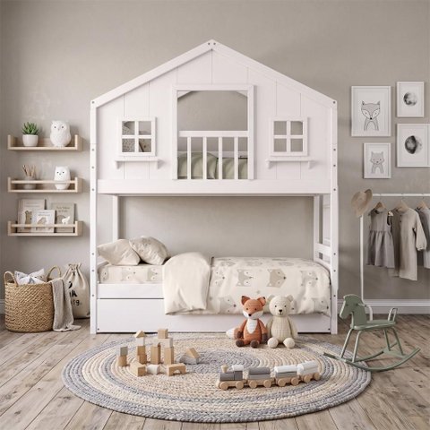 Treliche Infantil Casinha Dos Sonhos com Varanda Madeira Maciça Branco Megamobilia