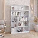 Ver imagem 7 de Kit com 1 Estante Multiuso 5 Nichos Montreal e 1 Estante para Livros 4 Prateleiras Seattle Branco Yescasa