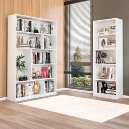 Kit com 1 Estante Multiuso 5 Nichos Montreal e 1 Estante para Livros 4 Prateleiras Seattle - 1