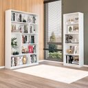 Ver imagem 1 de Kit com 1 Estante Multiuso 5 Nichos Montreal e 1 Estante para Livros 4 Prateleiras Seattle Branco Yescasa