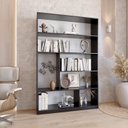 Ver imagem 7 de Kit com 1 Estante Multiuso 5 Nichos Montreal e 1 Estante para Livros 4 Prateleiras Seattle Branco/Preto Yescasa