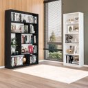 Ver imagem 1 de Kit com 1 Estante Multiuso 5 Nichos Montreal e 1 Estante para Livros 4 Prateleiras Seattle Branco/Preto Yescasa
