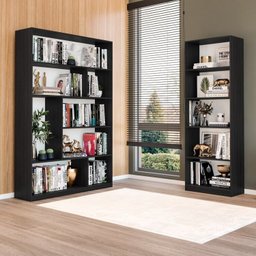 Kit com 1 Estante Multiuso 5 Nichos Montreal e 1 Estante para Livros 4 Prateleiras Seattle - 1