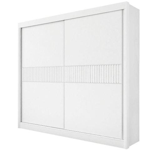 Guarda Roupa Casal Cancun Ripado 2 Portas 6 Gavetas sem Pés - D' Doro Branco/ripado