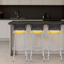 Ver imagem 6 de Kit 3 Banquetas Alta Banco para Balcão Junco Preto Àrea Gourmet Ilha Bancada bares Churrasqueira