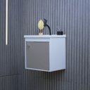 Ver mais imagens de Kit Gabinete Banheiro em MDF com Espelheira Veneto Branco/Gianduia