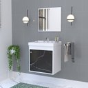 Ver imagem 1 de Kit Gabinete Banheiro em MDF com Espelheira Veneto Branco/Preto