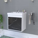 Ver imagem 6 de Kit Gabinete Banheiro em MDF com Espelheira Veneto Branco/Preto