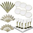Ver imagem 1 de Kit Premium Garfo, Colher, Faca, Taça Acrílico, Guardanapo 32x32cm e Prato Sobremesa Silverplastic