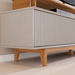 Rack para TV até 75 Polegadas com Pés de Madeira Maciça e Porta Basculante - 5