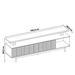 Rack para TV até 75 Polegadas com Pés de Madeira Maciça e Porta Basculante - 3