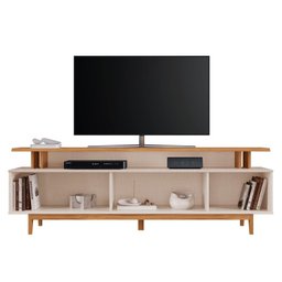 Rack para TV até 75 Polegadas com Pés de Madeira Maciça e Porta Basculante - 4