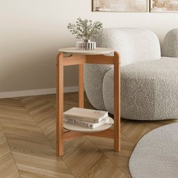Mesa Lateral Tampo em MDF com Pés de Madeira Maciça - 2