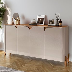 Buffet 165cm 4 Portas Pés de Madeira Maciça Memphis