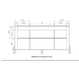 Buffet 165cm 4 Portas Pés de Madeira Maciça Memphis - 7