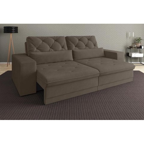 Sofá 5 Lugares Net Royale Assento Retrátil e Reclinável 2,50m (L) - Netsofas - Marrom
