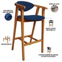 Ver mais imagens de Kit 06 Banquetas Alta Cozinha Bancada Bar Sala de Jantar Fixa Cecília L02 Suede Azul Marinho - Lyam