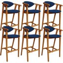 Ver imagem 1 de Kit 06 Banquetas Alta Cozinha Bancada Bar Sala de Jantar Fixa Cecília L02 Suede Azul Marinho - Lyam