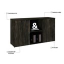 Ver imagem 3 de Armário Baixo com 02 Portas e Nicho 75x135x42cm Wlab135 Carvalho Dark Preto