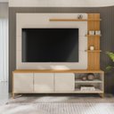 Ver imagem 1 de Estante para TV e Home Theater até 70 Polegadas MDF 200CMX193CM Pés em Madeira Maciça Napoli Branco