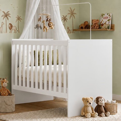 Berço com Colchão e Suporte Mosquiteiro 3 em 1 Life Compact 100% MDF