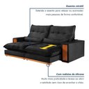 Ver mais imagens de Sofá Capri 3 Lugares Retrátil e Reclinável 230cm Veludo Preto