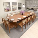 Ver imagem 1 de Conjunto de Mesa de Jantar Grand Mesa + Gus 12 Lugares Tampo MDF Lâmina Cinamomo Amêndoa 330x135cm