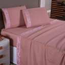 Ver imagem 1 de Jogo de Lençol Zurique King 4 Peças Micro Percal 400 Fios Friso Decorativo - Rose
