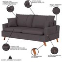 Ver imagem 3 de Sofá 180cm 3 Lugares com Almofadas Pés Curvos Veras Suede D05 Cinza - Mpozenato