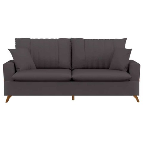 Sofá 180cm 3 Lugares com Almofadas Pés Curvos Veras Suede D05 Cinza - Mpozenato