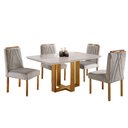 Ver imagem 4 de Conjunto Sala de Jantar 4 Lugares em Madeira Maciça Mesa Lisy e Cadeiras Safira Linho Grafite - Móve