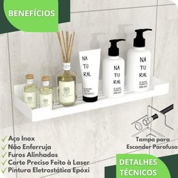 Porta Shampoo Suporte Organizador Banheiro Branco ELG - 3