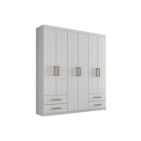 Guarda Roupa Solteiro 6 Portas e 4 Gavetas Canadá Branco - Conquista