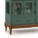 Ver imagem 2 de Buffet Aparador 4 Portas 2 Gavetas Prateleiras em Vidro 60510 Linz Móveis - Verde Musgo/imbua Glazer