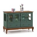 Ver imagem 1 de Buffet Aparador 4 Portas 2 Gavetas Prateleiras em Vidro 60510 Linz Móveis - Verde Musgo/imbua Glazer