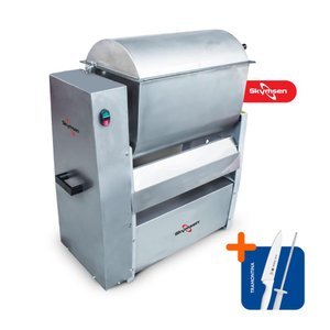 Misturador de Carne Açougue Profissional Com Tampa 50kg MMS-50I N 220V Skymsen + Faca + Chaira