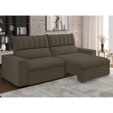 Sofá 4 Lugares Retrátil e Reclinável 250cm New Mali Marrom
