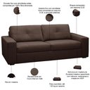Ver imagem 3 de Sofá 3 Lugares para Sala de Estar Living 235cm Vienne L06 Couro Marrom Café - Lyam Decor