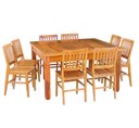 Ver imagem 1 de Conjunto Mesa de Jantar 1,5x1,5 m com 8 Cadeiras Madri Madeira Maciça