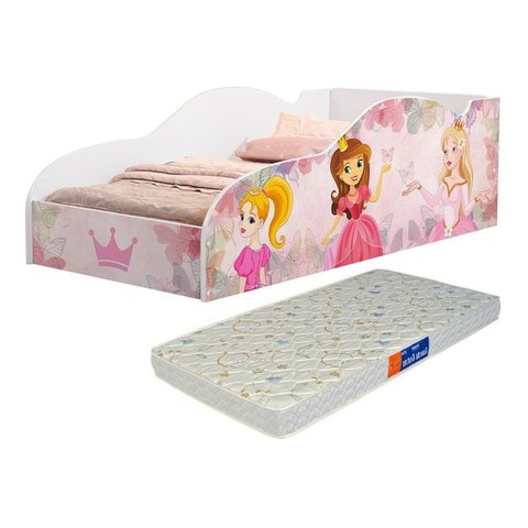 Cama Infantil Princesa Rosa com Colchão - Branco - Princesas