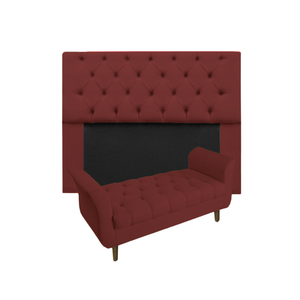 Cabeceira Estofada Mirage e Recamier Grécia Queen 160 Cm Suede Vermelho Bordo - Incasa Decor