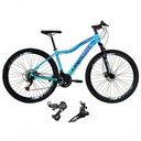 Ver imagem 1 de Bicicleta Aro 29 Feminina Absolute Hera Alumínio 21v Câmbios Shimano Suspensão Azul-verde 17