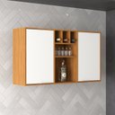 Ver imagem 1 de Armário Aéreo de Cozinha 120cm com 2 Portas Domus Espresso Móveis Nogal/Branco