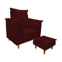 Ver imagem 1 de Poltrona Amamentação marsala suede Com Puff Cadeira Para Leitura Descanso