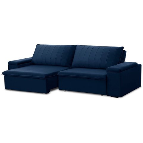 Sofá 3 Lugares Retrátil Reclinável para Sala 245cm Malfati F04 Veludo Azul - Lyam Decor