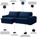 Ver imagem 4 de Sofá 3 Lugares Retrátil Reclinável para Sala 245cm Malfati F04 Veludo Azul - Lyam Decor