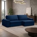Ver imagem 3 de Sofá 3 Lugares Retrátil Reclinável para Sala 245cm Malfati F04 Veludo Azul - Lyam Decor