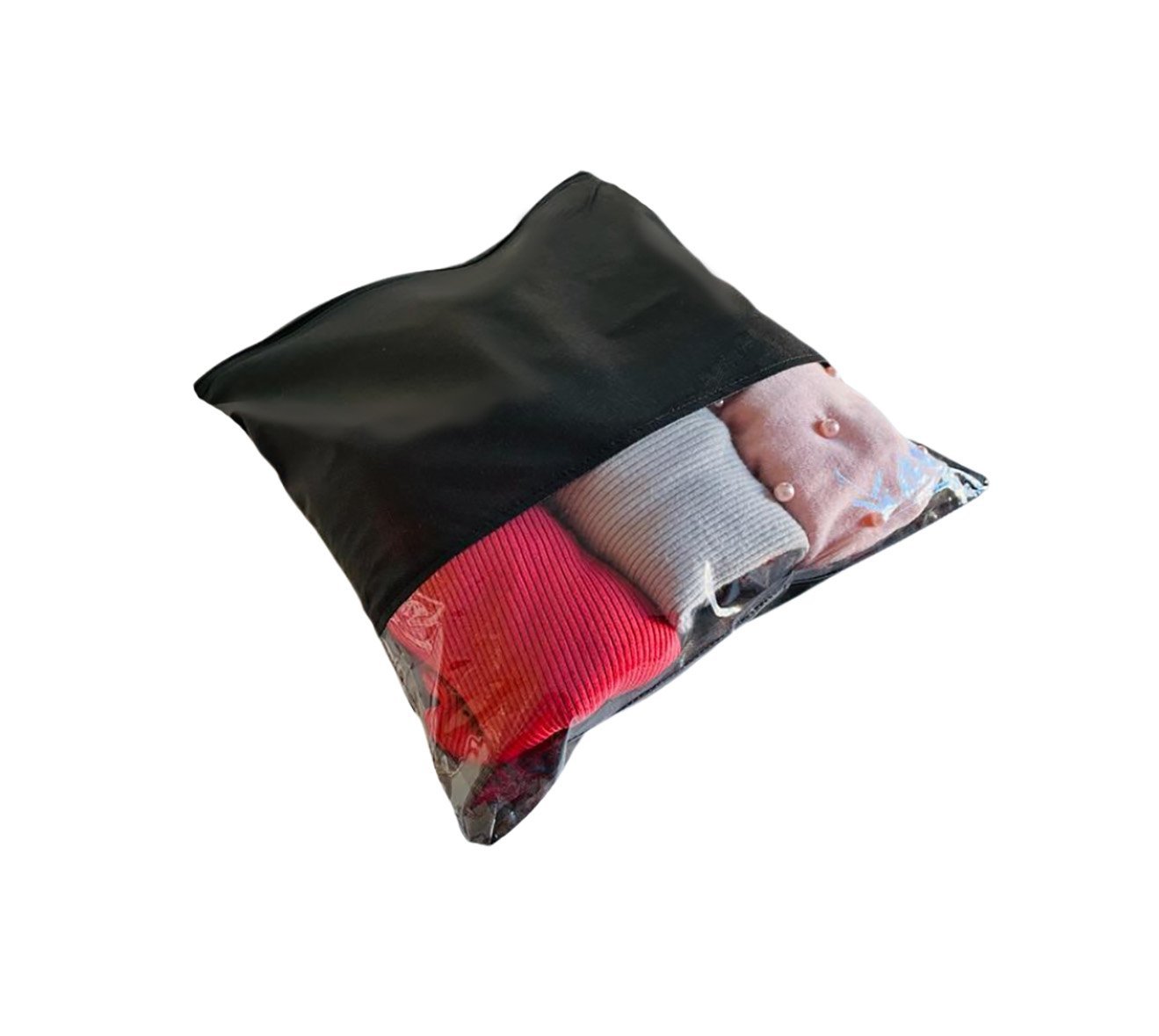 Kit 80 Sacos para Roupa e Malas de Viagem Visor Transparente:preto - 1