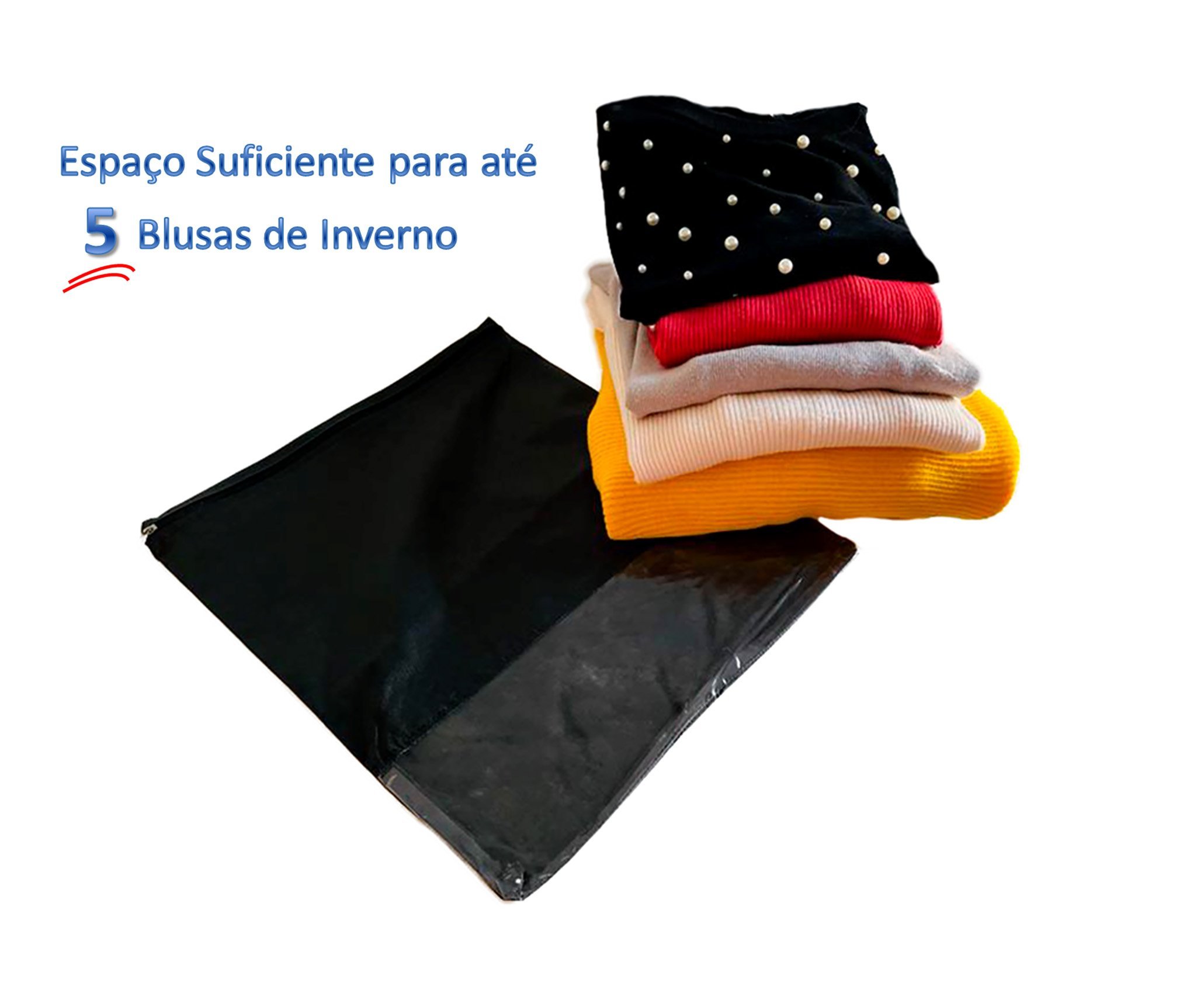 Kit 80 Sacos para Roupa e Malas de Viagem Visor Transparente:preto - 2